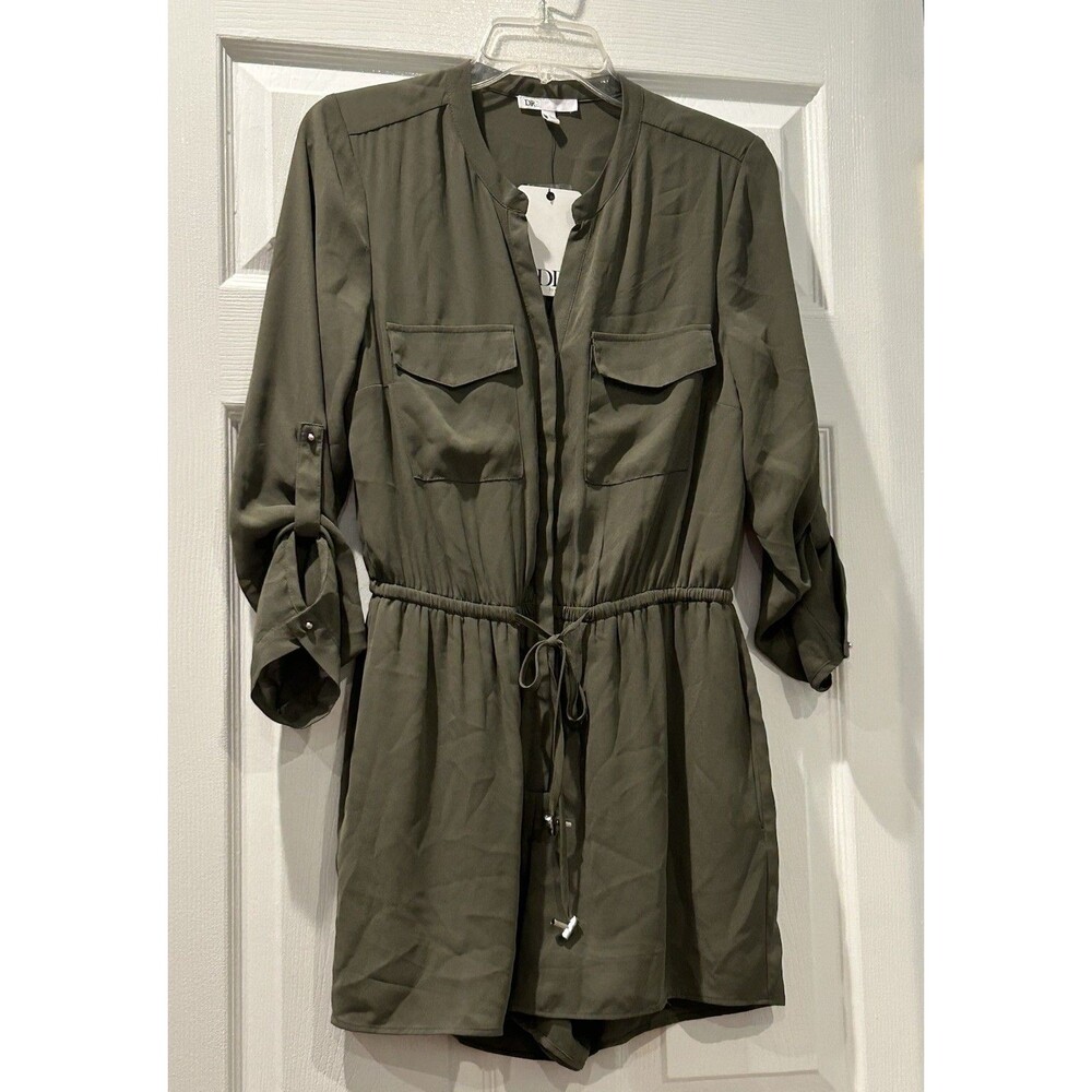 Dr2 Army Green Romper With Shirt Details Size S NWT